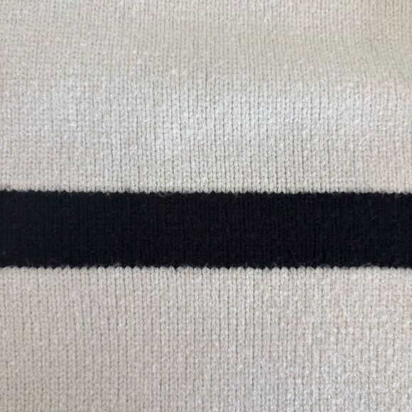 Buttoned High Mock Neck Striped Black and White Sweater Size Medium - Picture 6 of 7